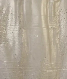 Grey Satin Crepe Silk Embroidery Saree T4493333