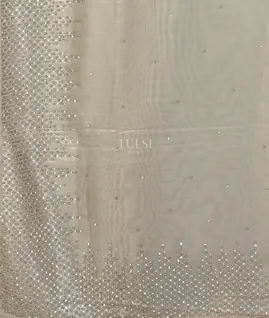 Grey Satin Crepe Silk Embroidery Saree T4493334