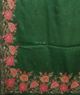Green Tussar Cutwork Saree T4917314