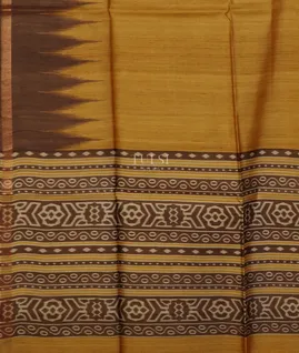 Yellow Tussar Printed Saree T5074494