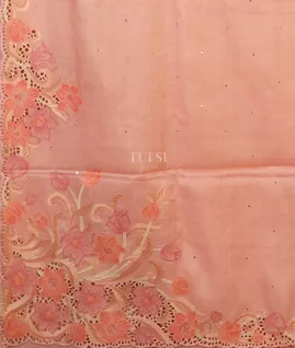 Light Pink Tussar Cutwork Saree T4992304