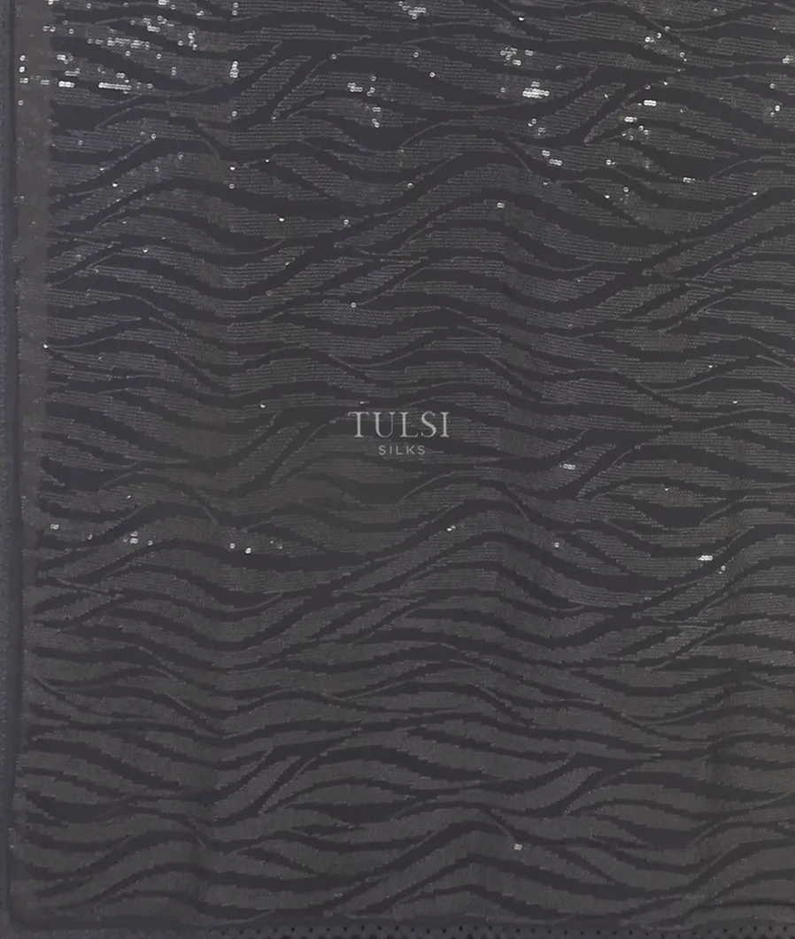 Bluish Grey And Cream Georgette Silk Embroidery Saree T4518784