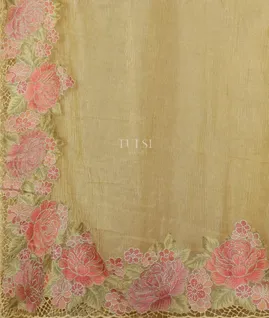 Yellow Kora Tissue Organza Cutwork Saree T5069254