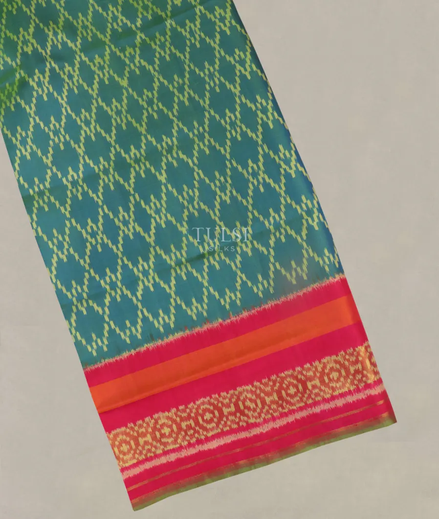 Bluish Green Patola Silk Saree T511140-image