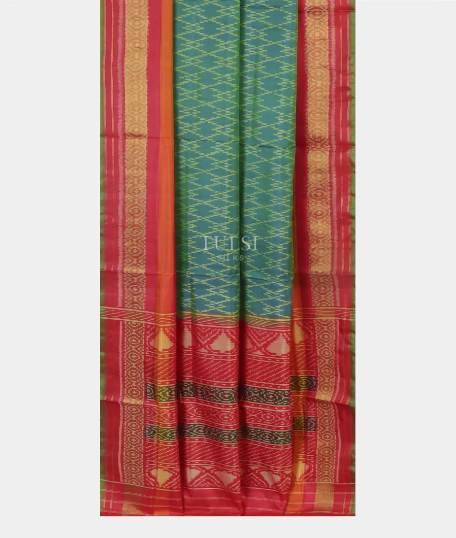 Bluish Green Patola Silk Saree T5111402