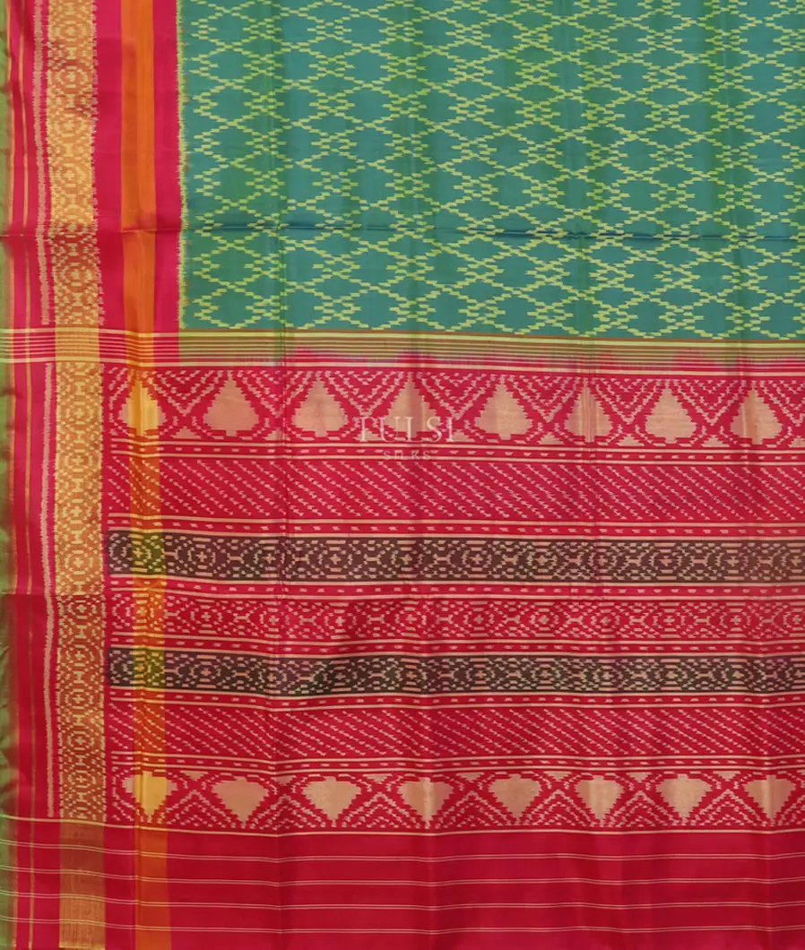 Bluish Green Patola Silk Saree T5111404