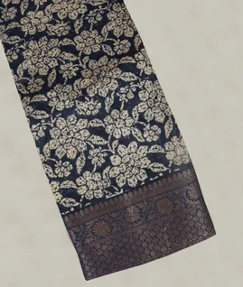 Blue Printed Cotton Saree T5024291