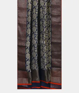 Blue Printed Cotton Saree T5024292
