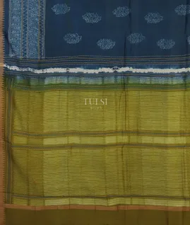 Blue Printed Cotton Saree T5122984
