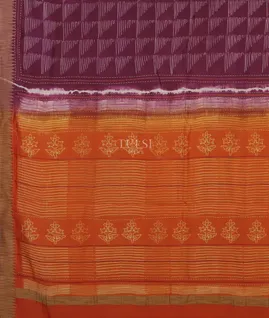 Purple Printed Cotton Saree T5122954