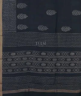 Midnight Blue Printed Cotton Saree T5122764