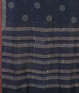 Midnight Blue Printed Cotton Saree T5122224