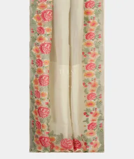 White Kora Organza Embroidery Saree T4851992