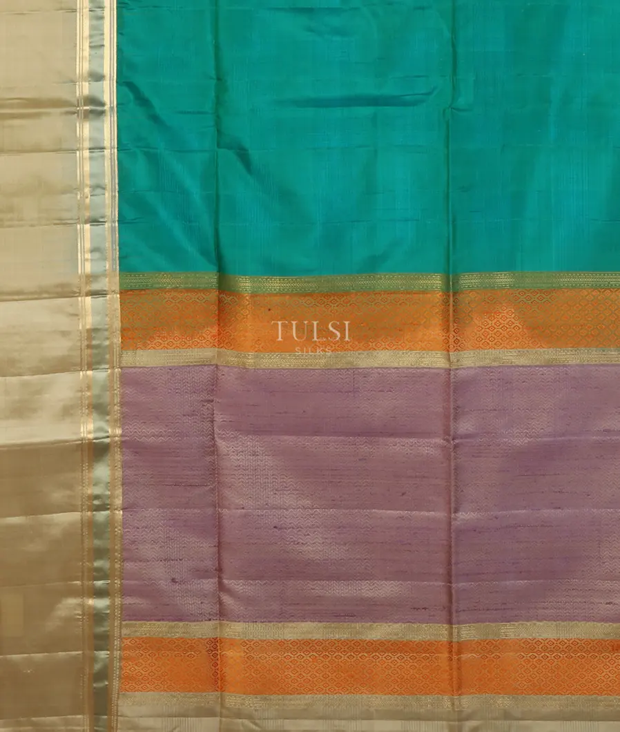 Bluish Green Soft Silk Saree T4987894