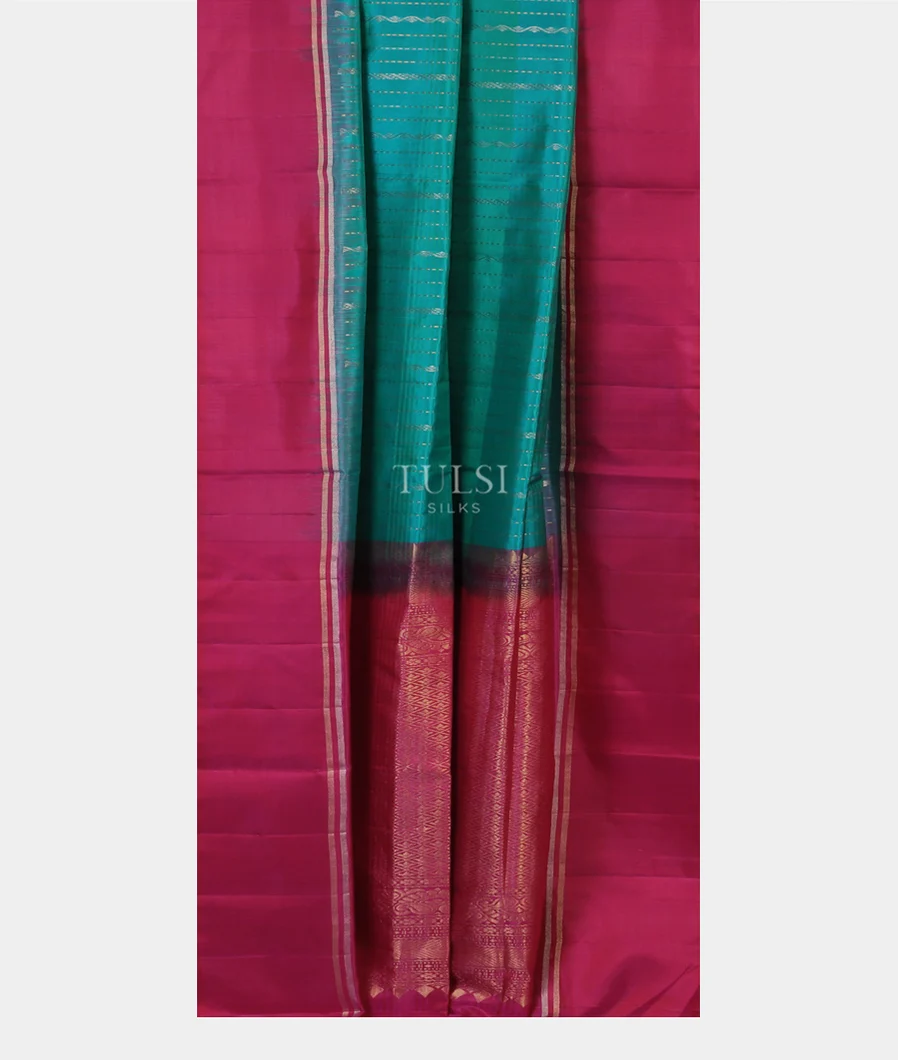 Bluish Green Soft Silk Saree T4628662
