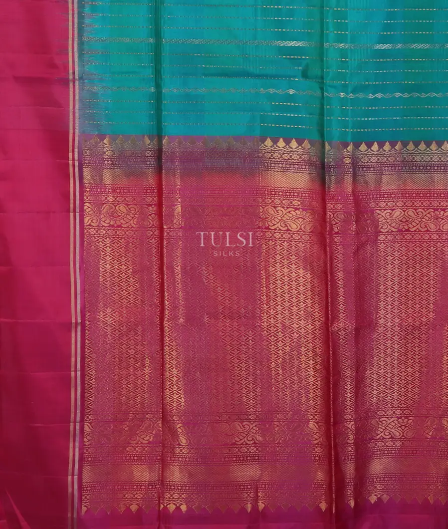 Bluish Green Soft Silk Saree T4628664