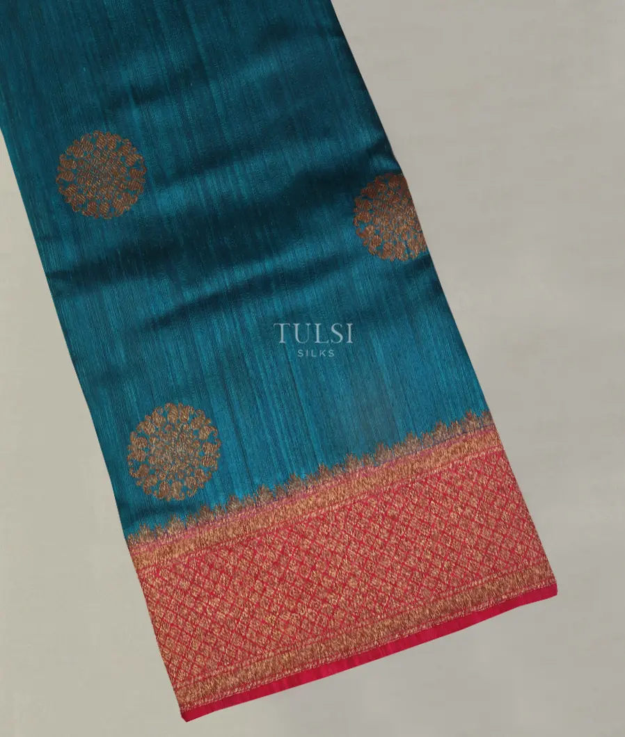 Blue Banaras Tussar Saree T446580-image