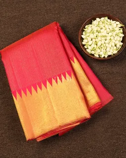 Orangish Pink Kanjivaram Silk Saree T5004281