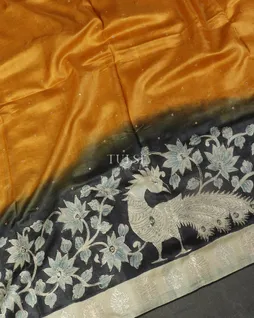 Yellow Tussar Embroidery Saree T5215575
