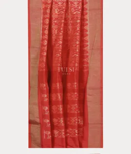 Pinkish Organe Ikat Silk Saree T3571852