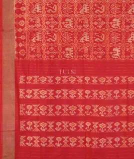 Pinkish Organe Ikat Silk Saree T3571854