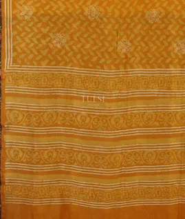 Yellow Printed Cotton Saree T5122234