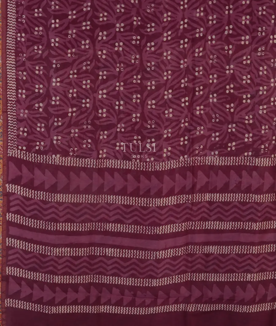 Purple Printed Cotton Saree T5122174