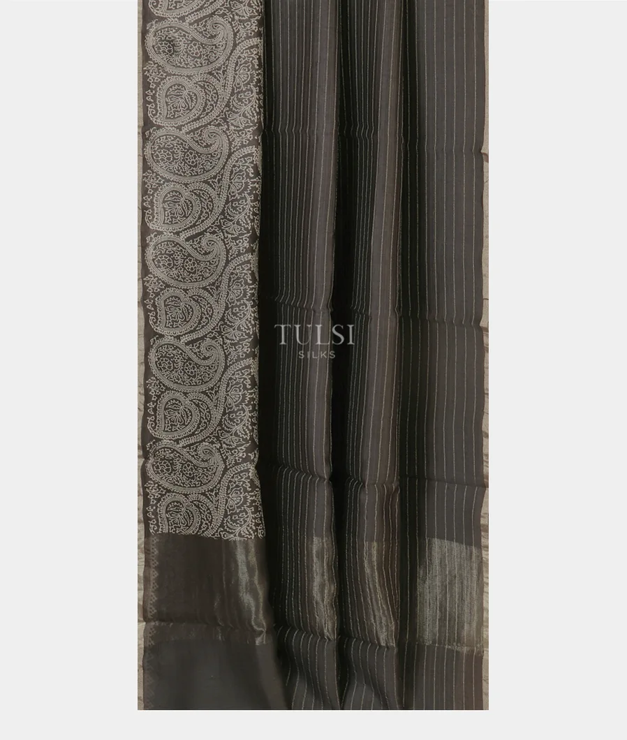 Grey Soft Printed Cotton Saree T5122062