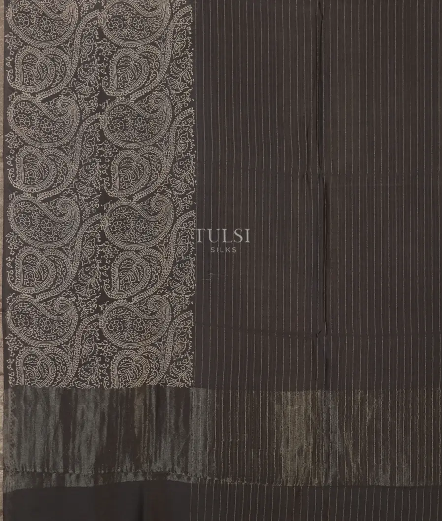 Grey Soft Printed Cotton Saree T5122064