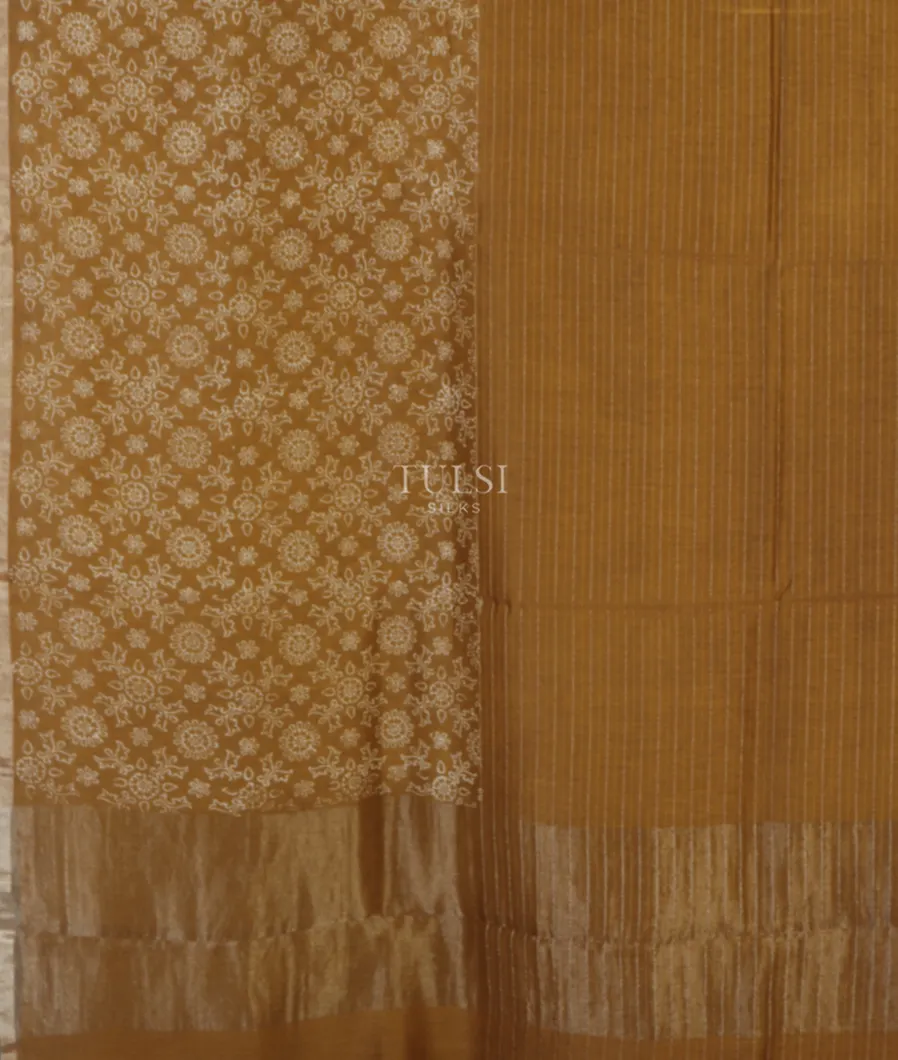 Yellow Soft Printed Cotton Saree T5122084