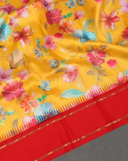 Yellow Printed Soft Silk Saree T5129164
