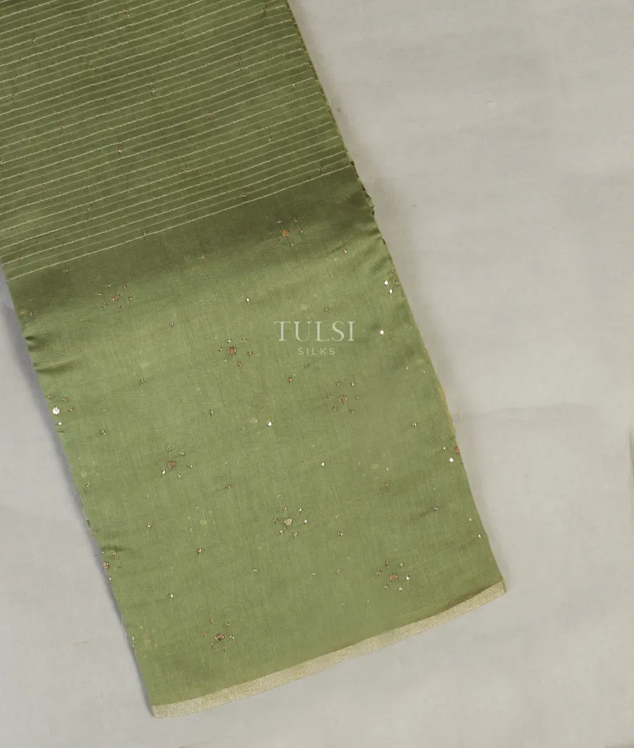 Green Chanderi Cotton embroidery Saree T512290-image