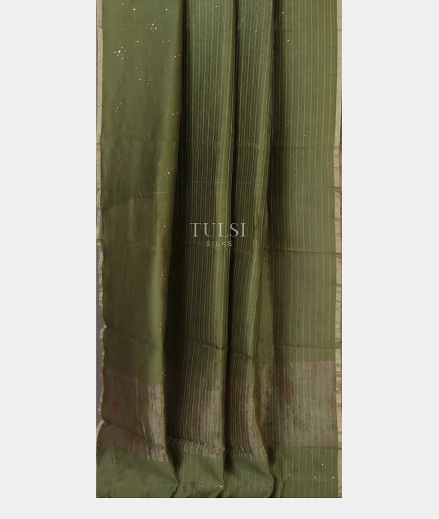 Green Chanderi Cotton embroidery Saree T5122902