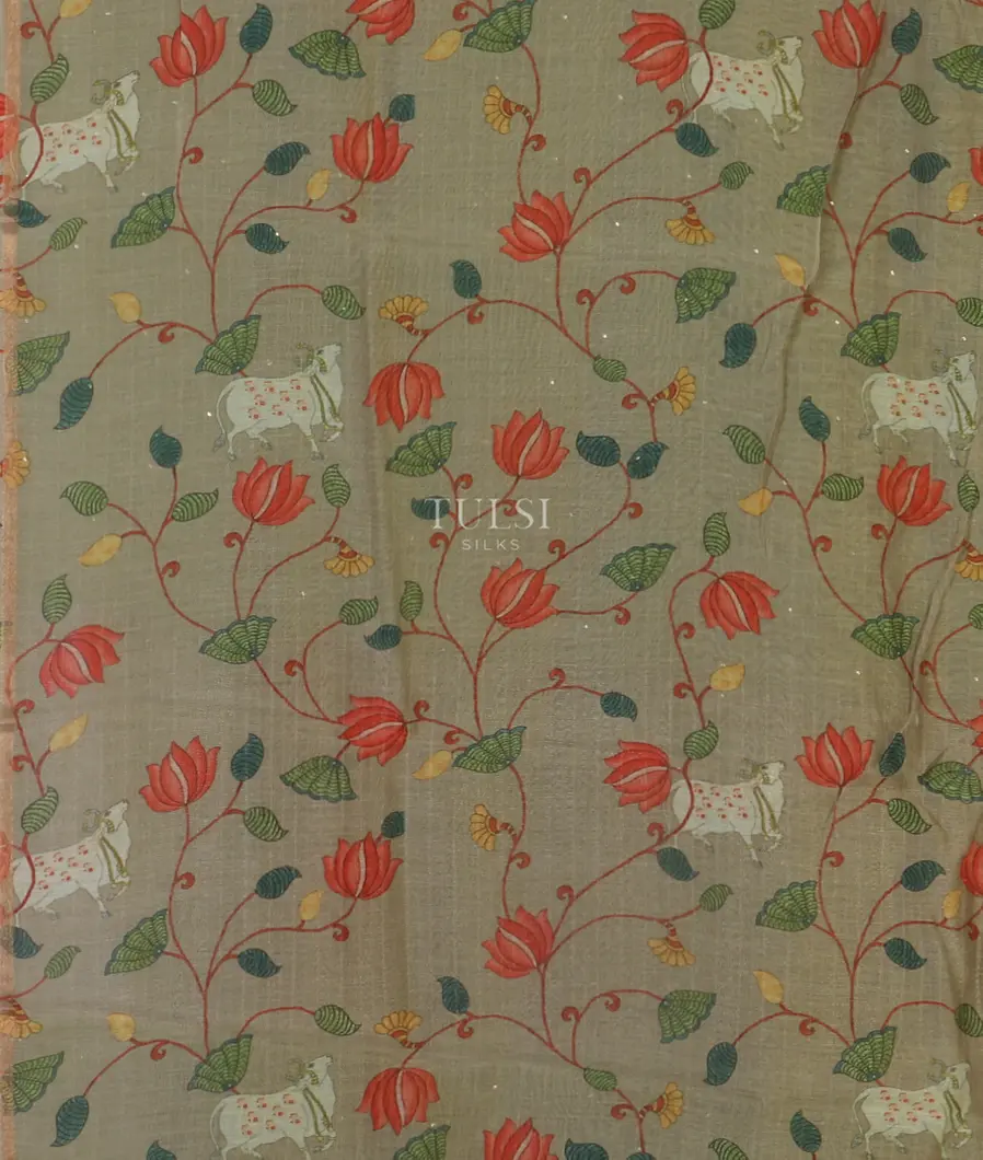 Green Chanderi Cotton embroidery Saree T5122903