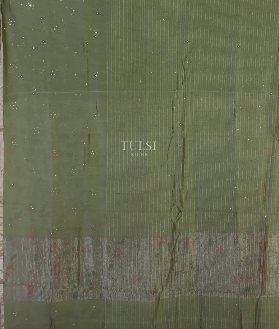 Green Chanderi Cotton embroidery Saree T5122904