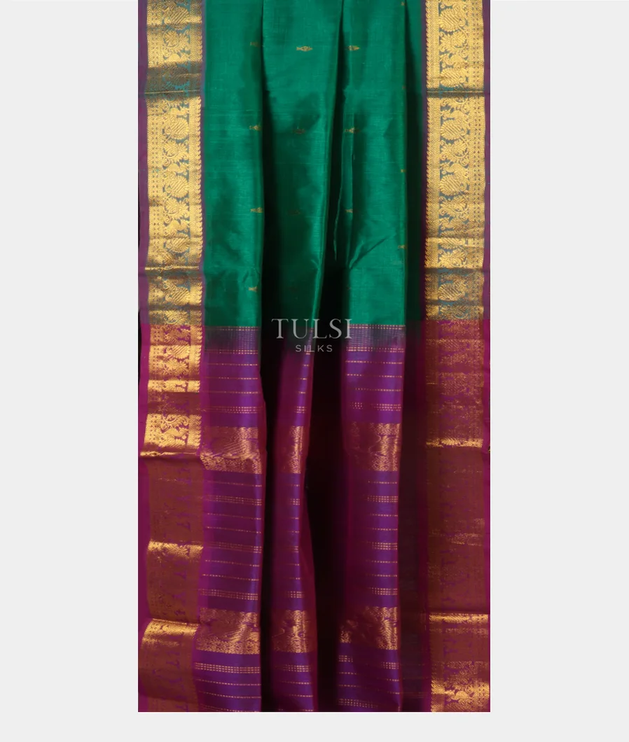 Green Silk Cotton Saree T5078432