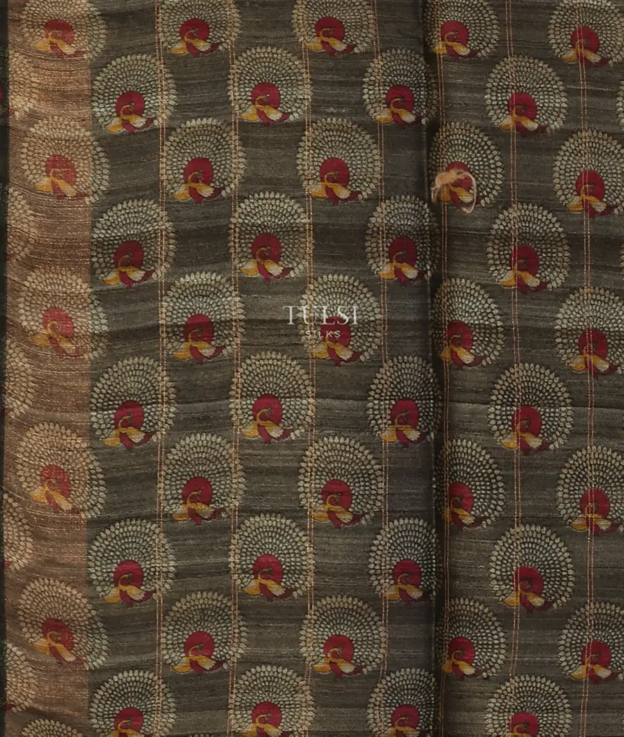 Grey Tussar Printed Saree T5074853