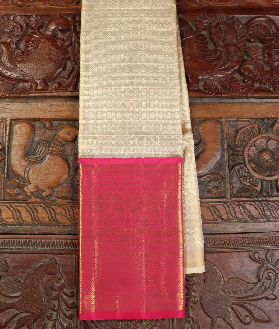 Off - White Tissue Kanjivaram Silk Pavadai T504241-image