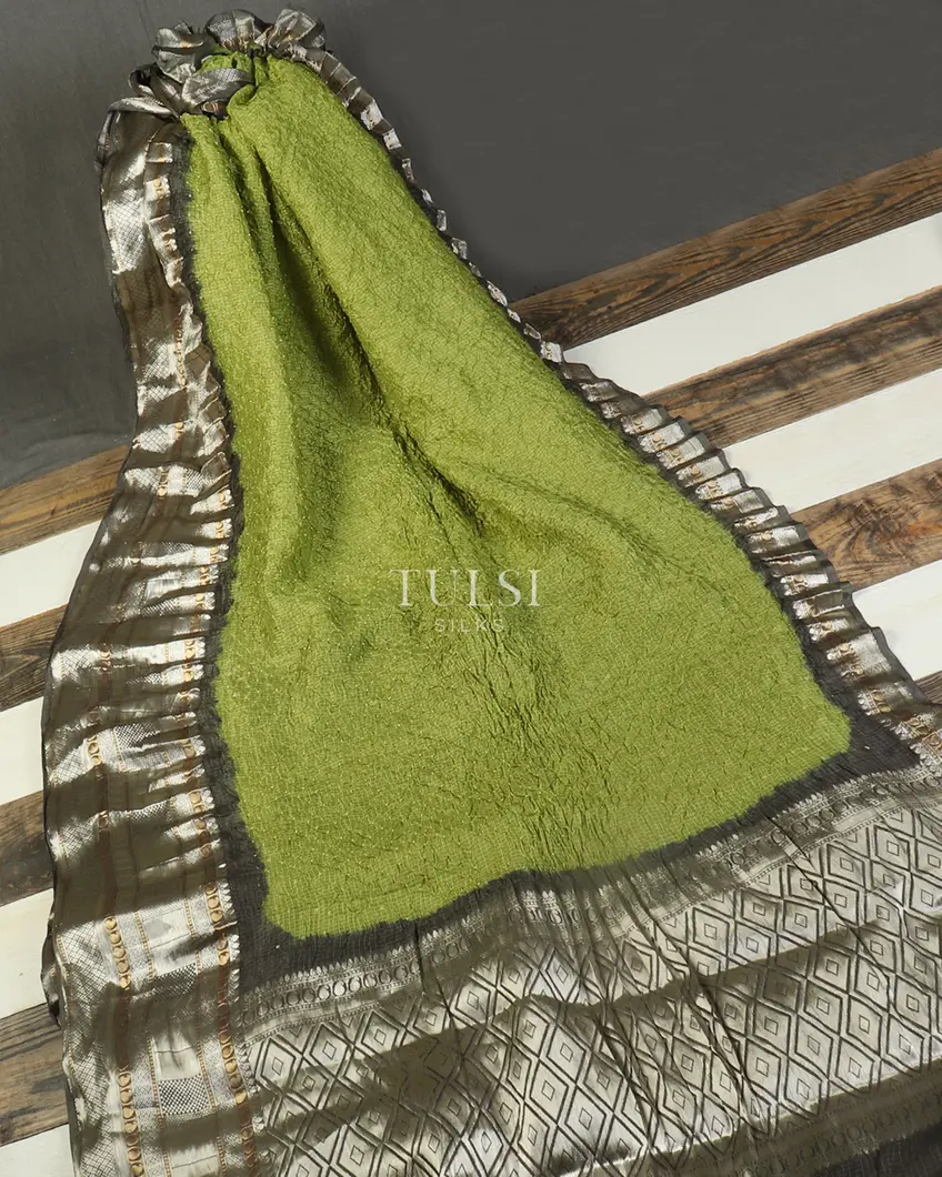 Green Bandhini Tussar Saree T5115622