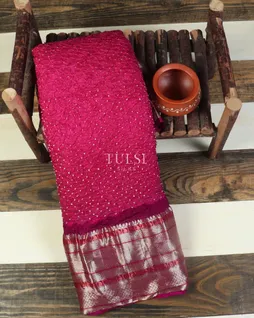 Pink Bandhini Tussar Saree T5115631
