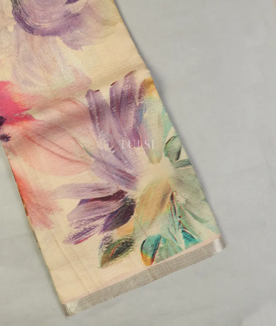 Beige Tussar Printed Saree T506897-image