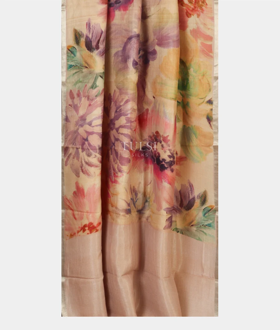 Beige Tussar Printed Saree T5068972