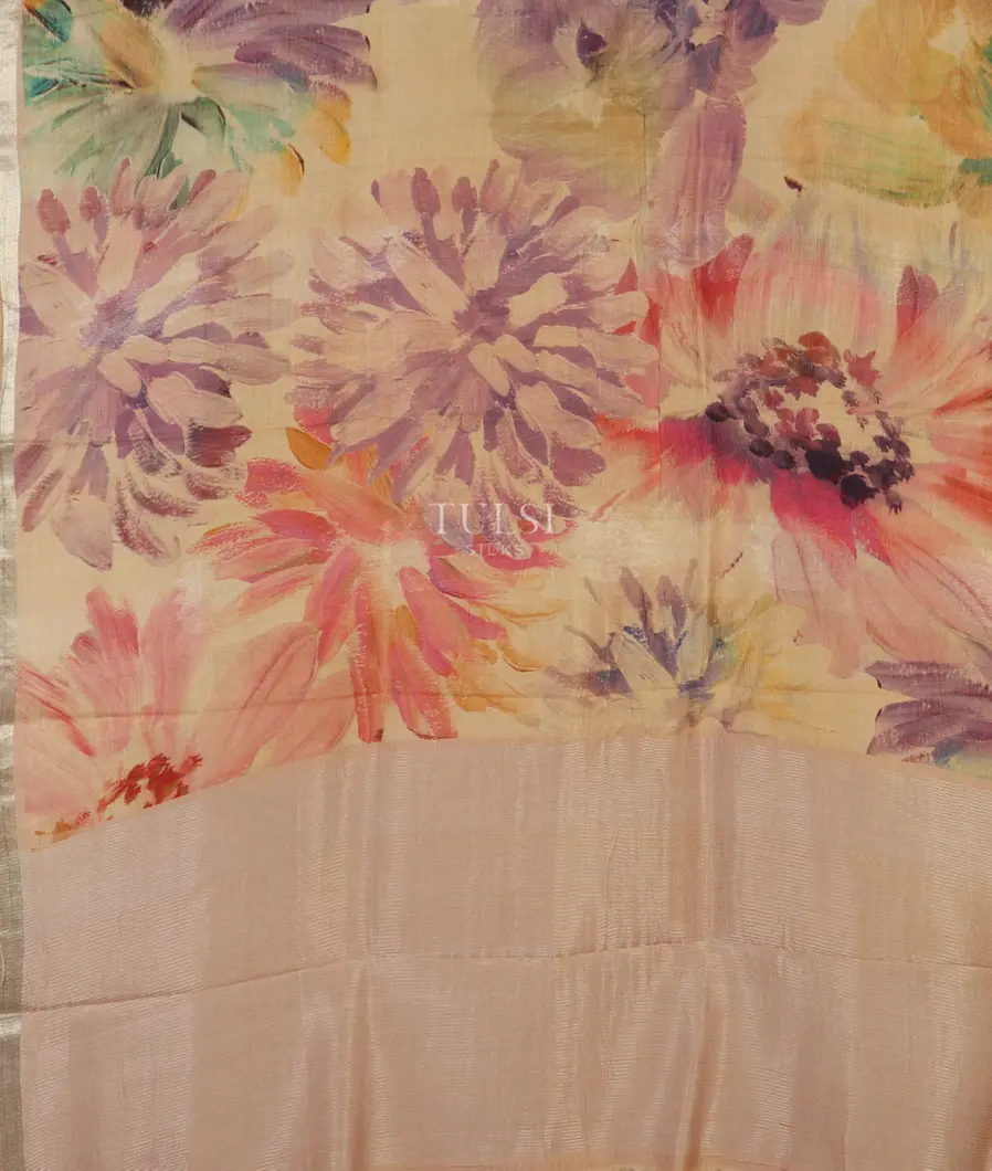 Beige Tussar Printed Saree T5068974