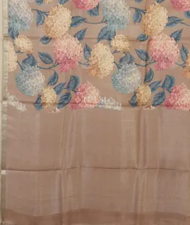 Grey Tussar Printed Saree T5121254