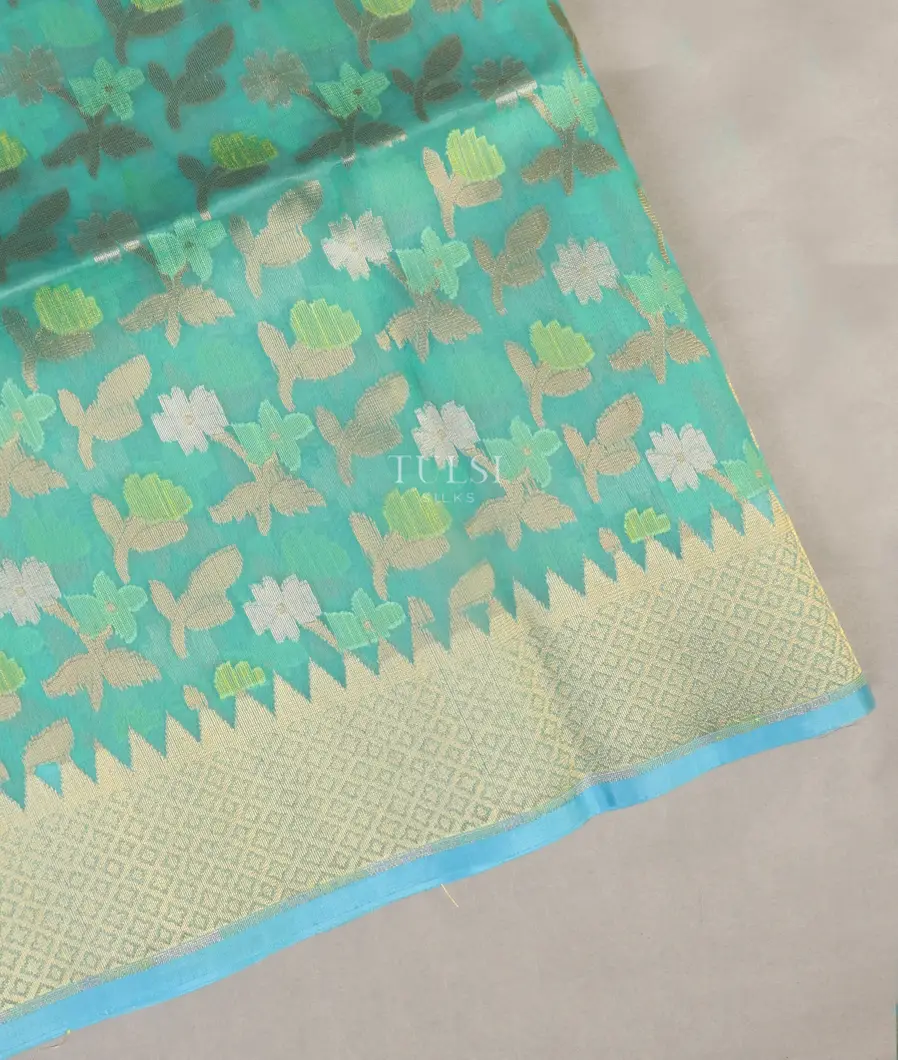 Blue Banaras Organza Saree T510355-image