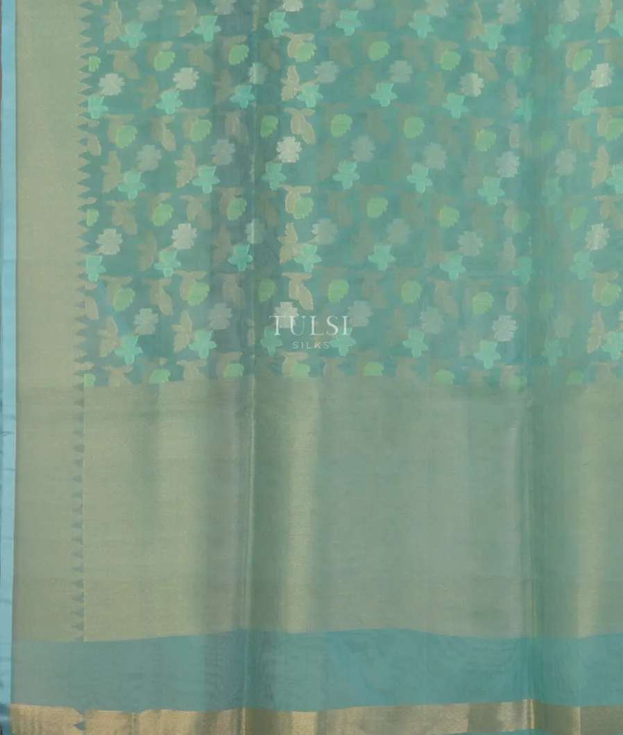 Blue Banaras Organza Saree T5103553