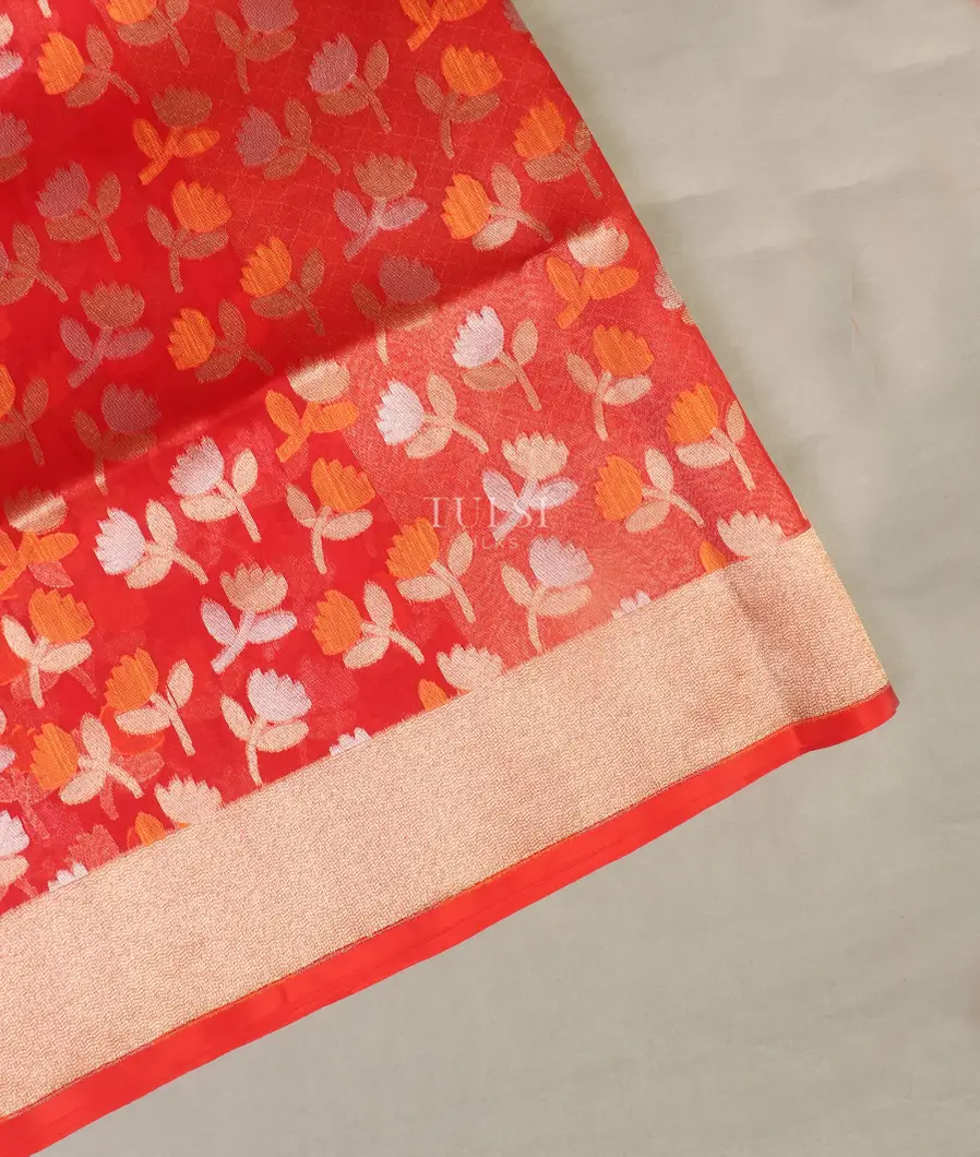Red Banaras Organza Saree T515223-image