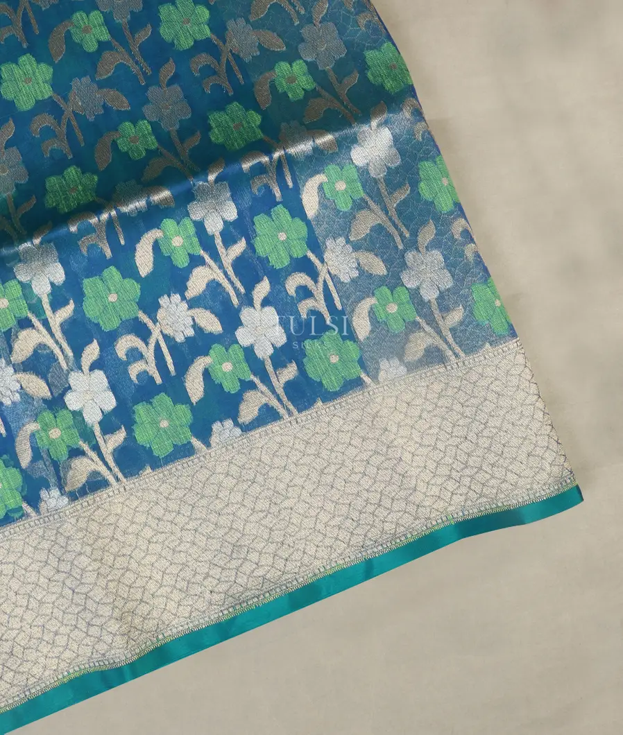 Blue Banaras Organza Saree T510346-image