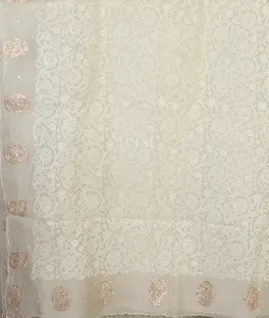 Off-White Kora Organza Embroidery Saree T5069184