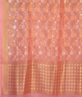 Pink Banaras Organza Saree T4835824